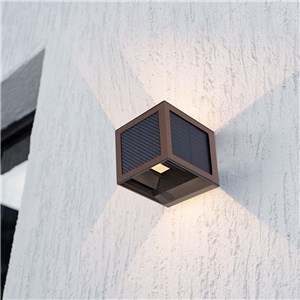 Oprawa ścienna solarna/USB V-TAC 9W LED COB brąz corten kostka 10x10cm IP65 czujnik ruchu VT-408CCT 3000K-4000K-6000K 900lm