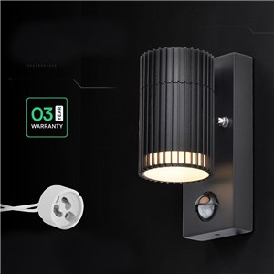 Kinkiet ogrodowy V-TAC GU10 czujnik aluminium w dół IP44 czarny VT-10174PIR 3 lata gwarancji