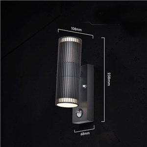 Kinkiet ogrodowy V-TAC GU10 czujnik aluminium góra dół IP44 czarny VT-10175PIR 3 lata gwarancji