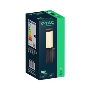 Oprawa ścienna elewacyjna V-TAC LED 8W IP44 czarna VT-10179 3000K 900lm