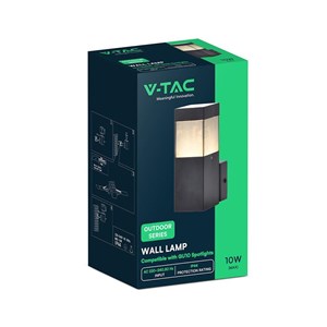 Oprawa ścienna elewacyjna V-TAC LED GU10 czarna IP44 VT-10186 3 lata gwarancji