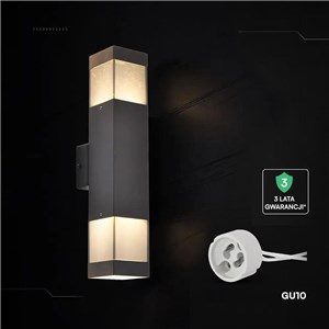 Oprawa ścienna elewacyjna V-TAC LED 2xGU10 czarna IP44 VT-10187 3 lata gwarancji