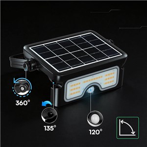 Naświetlacz LED solarny V-TAC 7W CCT czujnik ruchu IP65 czarny VT-777-7 STEP: 3000K + 4000K + 6500K 900lm 3 lata gwarancji