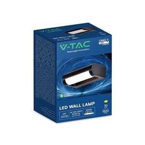 Kinkiet ścienny ogrodowy elewacyjny V-TAC 10W CREE CHIP regulowany IP65 czarny VT-120012-B 3000K 1550lm 6 lat gwarancji