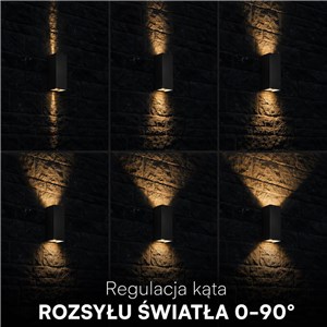 Oprawa ścienna V-TAC 10W LED COB czarna IP65 CCT zmiana barwy VT-120112-B 2700K-3200K-4000K 1250lm
