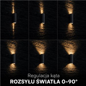 Oprawa ścienna V-TAC 10W LED COB czarna IP65 CCT zmiana barwy VT-120113-B 2700K-3200K-4000K 1250lm