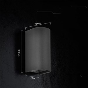 Oprawa ścienna V-TAC 10W LED COB czarna IP65 CCT zmiana barwy VT-120113-B 2700K-3200K-4000K 1250lm