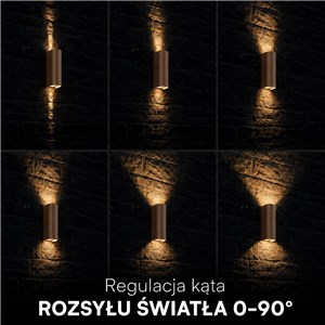 Oprawa ścienna V-TAC 10W LED COB brąz corten IP65 CCT zmiana barwy VT-120113 2700K-3200K-4000K 1250lm
