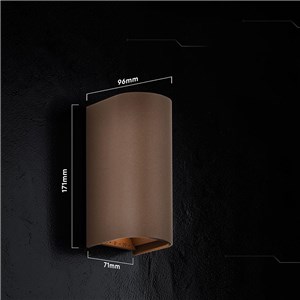Oprawa ścienna V-TAC 10W LED COB brąz corten IP65 CCT zmiana barwy VT-120113 2700K-3200K-4000K 1250lm