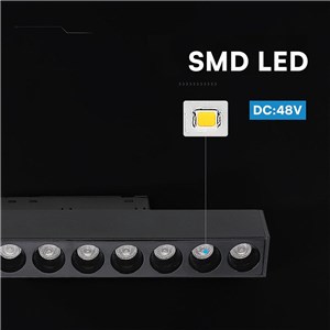 Oprawa szynoprzewód 48V V-TAC 10W 48V 36st LED czarna VT-41021 4000K 860lm 3 lata gwarancji