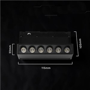 Oprawa szynoprzewód 48V V-TAC 5W 48V 36st LED czarna 12cm regulowana VT-41028 6400K 400lm 3 lata gwarancji