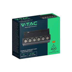 Oprawa szynoprzewód 48V V-TAC 5W 48V 36st LED czarna 12cm regulowana VT-41028 6400K 400lm 3 lata gwarancji