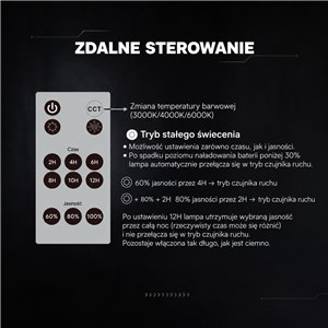 Naświetlacz oprawa uliczna solarna V-TAC 40W LED czarna IP65 150Lm/W CCT VT-ST43 3000K-4000K-6500K 6000lm 3 lata gwarancji