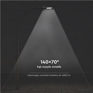 Naświetlacz oprawa uliczna solarna V-TAC 40W LED czarna IP65 150Lm/W CCT VT-ST43 3000K-4000K-6500K 6000lm 3 lata gwarancji