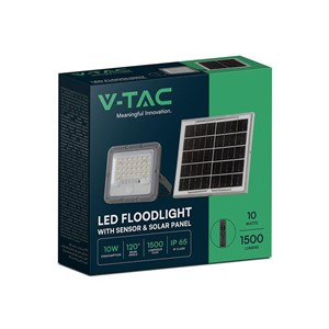 Naświetlacz LED solarny V-TAC 10W czujnik pilot auto timer IP65 czarny 150LM/W IP65 VT-44048 6000K 1500lm