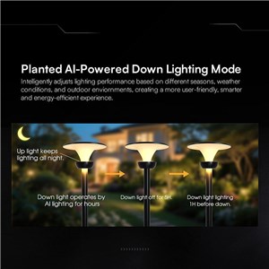 Oprawa ogrodowa parkowa solarna LOTUS V-TAC 20W LED pilot czujnik timer LifePO4 6000mAh CCT czarna VT-10200 3000K-4000K-6000K 2400lm 3 lata gwarancji