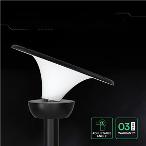 Oprawa ogrodowa parkowa solarna LOTUS V-TAC 20W LED pilot czujnik timer LifePO4 6000mAh CCT czarna VT-10200 3000K-4000K-6000K 2400lm 3 lata gwarancji