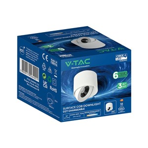 Oprawa V-TAC LED CREE uchylny downlight natynkowy 18W CRI90+ CCT IP44 biała VT-110018CCT 3000K-4000K-6500K 1350lm 6 lat gwarancji