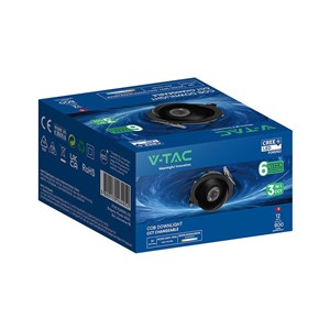 Oprawa V-TAC LED CREE uchylny downlight wpuszczany 12W CRI90+ CCT IP44 biała VT-110011CCT 3000K-4000K-6500K 800lm 6 lat gwarancji