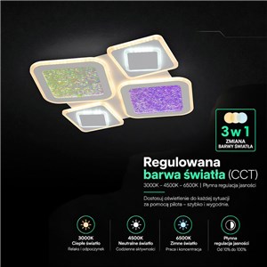 Oprawa sufitowa V-TAC 2x40W LED CCT 480x480x50mm pilot VT-84243 7200lm