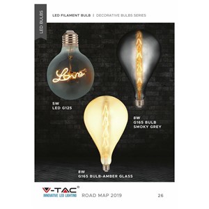 Żarówka LED V-TAC 5W E27 LOVE Filament G125 VT-2205 2200K 70lm