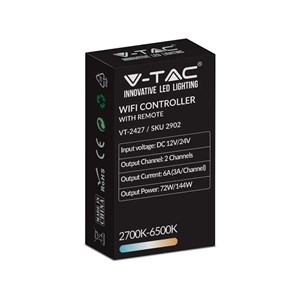 Sterownik Taśm V-TAC LED CCT MONO Jednokolorowy 12V/24V WiFi + RF Radiowy 24 Przyciski VT-2427