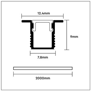 Profil Aluminiowy V-TAC 2mb Anodowany, Klosz Mleczny, Wpuszczany VT-8137