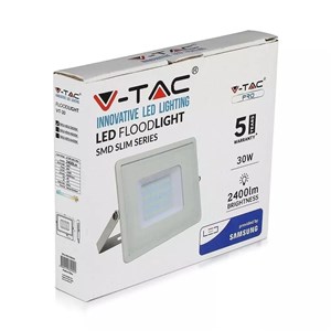 Projektor LED V-TAC 30W SAMSUNG CHIP Biały VT-30-W 4000K 2400lm 5 Lat Gwarancji