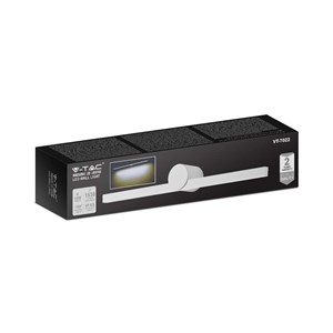 Oprawa kinkiet ścienny V-TAC 10W LED biały IP65 lustro obraz łazienka VT-7022-W 3000K 1530lm