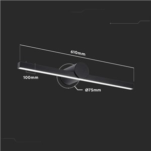 Oprawa kinkiet ścienny V-TAC 10W LED czarny IP65 lustro obraz łazienka VT-7022-B 3000K 1530lm