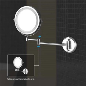 Lustro ścienne V-TAC 3W LED łazienka makijaż 4xAAA Fi.17CM chrom VT-7571 6400K 30lm
