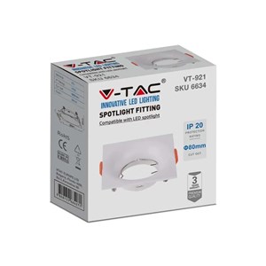 Oczko V-TAC GU10 Wpuszczane Kwadrat Białe VT-921-W 3 Lata Gwarancji