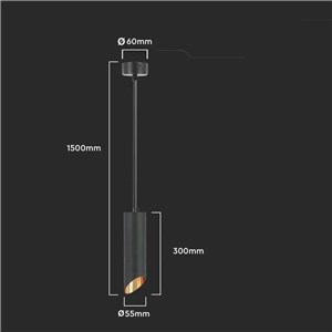 Oprawa Zwieszana V-TAC GU10 GU10 Czarny+Złoty 55x300mm VT-975-300 3 Lata Gwarancji