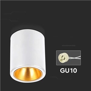Oprawa V-TAC GU10 okrągła natynkowa tuba biała+złoty 98x118mm VT-978RD 3 lata gwarancji