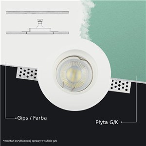 Oprawa gipsowa V-TAC 3xGU10 sufitowa biała 280x100 VT-11003 3 lata gwarancji