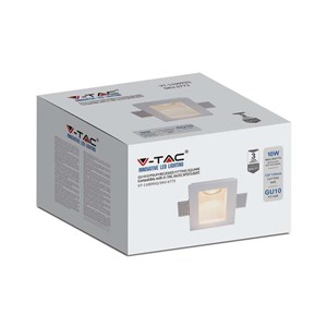Oprawa gipsowa V-TAC GU10 kinkiet ścienny kwadrat 120x120 VT-11009 3 Lata Gwarancji