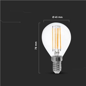 Żarówka LED Filament V-TAC 4W Kulka P45 E14 3xKlik Ściemnialna VT-2604 3000K 400lm