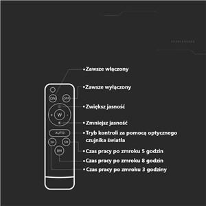 Projektor LED Solarny V-TAC 12W Pilot, AUTO, Timer IP65 VT-55100 6400K 1200lm