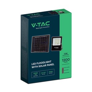 Projektor LED Solarny V-TAC 12W Pilot, AUTO, Timer IP65 VT-55100 4000K 1200lm