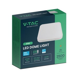 Plafon V-TAC 24W LED SAMSUNG CHIP Kwadrat 29x29cm Natynkowy IP44 Biały VT-8624 3000K 2500lm 5 Lat Gwarancji