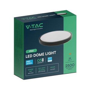 Plafon V-TAC 24W LED SAMSUNG CHIP Okrągły 30cm Natynkowy IP44 Czarny VT-8624B 4000K 2500lm 5 Lat Gwarancji