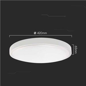 Oprawa sufitowa plafoniera V-TAC 36W LED okrągły 42cm natynkowy pilot czujnik ruchu IP44 biały VT-8630S 4000K 3820lm