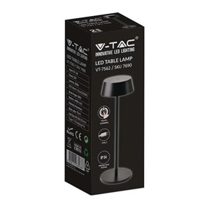 Lampka stołowa nocna V-TAC 2W LED 32,5cm ładowanie ściemnianie IP54 czarna VT-7562 3000K 200lm