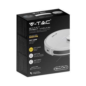 Odkurzacz Automatyczny V-TAC SMART WiFi Auto powrót Gyro Laser Czarny Amazon Alexa Google Home VT-5557