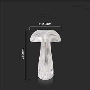 Lampka Biurkowa Nocna V-TAC 1W LED 25cm Ładowanie USB Ściemnianie Przezroczysta VT-1040 3000K-6000K 50lm