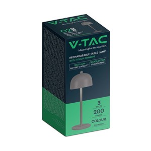 Lampka stołowa nocna V-TAC 3W LED 30cm ładowanie USB ściemnianie szara VT-1052 3000K-6000K 200lm