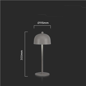 Lampka stołowa nocna V-TAC 3W LED 30cm ładowanie USB ściemnianie szara VT-1052 3000K-6000K 200lm