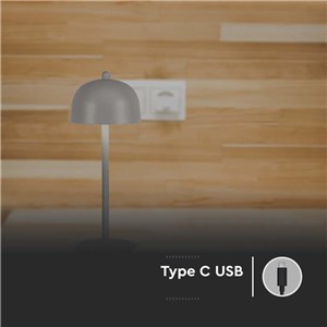 Lampka stołowa nocna V-TAC 3W LED 30cm ładowanie USB ściemnianie szara VT-1052 3000K-6000K 200lm