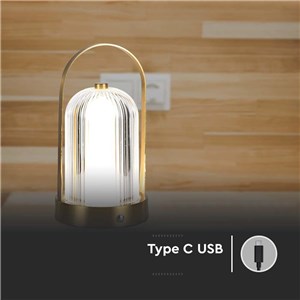 Lampka Biurkowa Nocna V-TAC 1W LED 22cm Ładowanie USB Ściemnianie Złota VT-1057 3000K-6000K 55lm