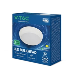 Plafon LED V-TAC CCT 8W/16W/20W CREE CHIP IP65 IK08 135Lm/W VT-8603 3000K-4000K-6500K 2700lm 6 lat gwarancji